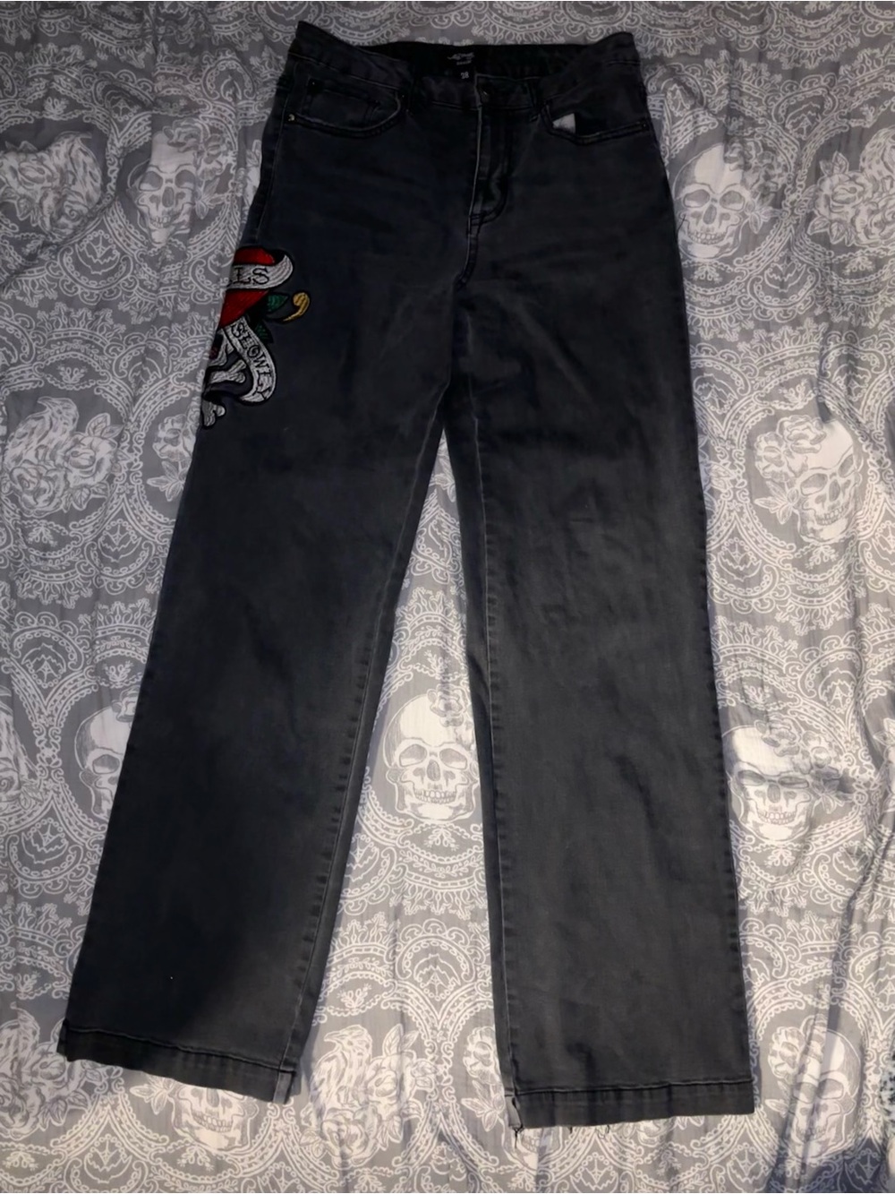 Ed Hardy Black Denim Jeans with Branded Waist Tag